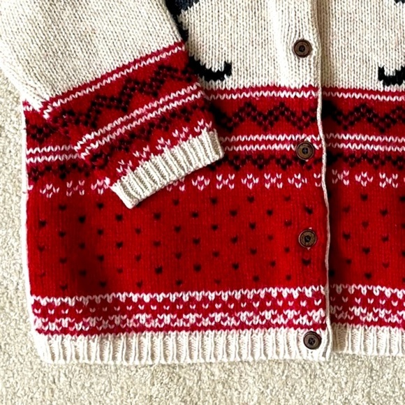 VINTAGE Oversized Wool Knit Downhill Ski Novelty Cardigan Medium - Picture 5 of 8